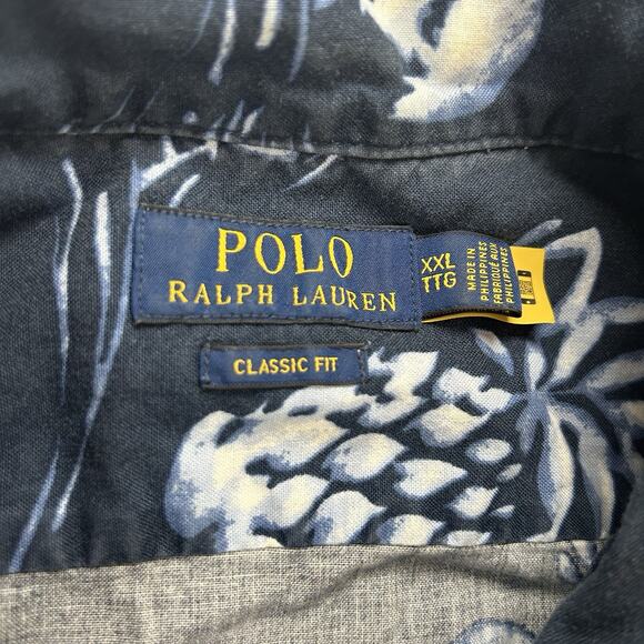 Polo Ralph Lauren Shirt Mens XXL Hawaiian Loop Collar Camp Fishing Linen Blend - Picture 4 of 6
